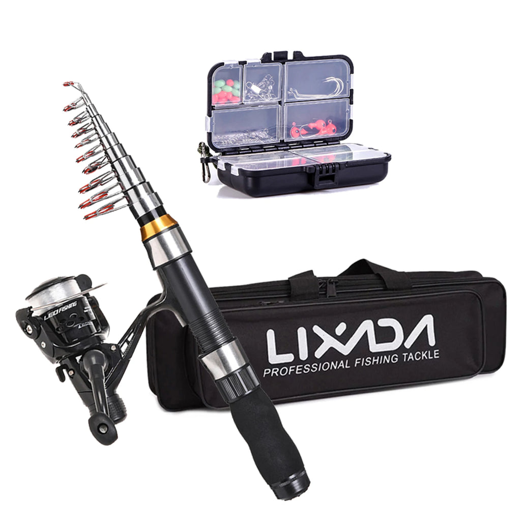 Lixada Telescopic Fishing Rod & Reel Combo Full Kit (2.1m / 2.3m) – Complete Carbon Fiber Spinning Set with Carry Bag
