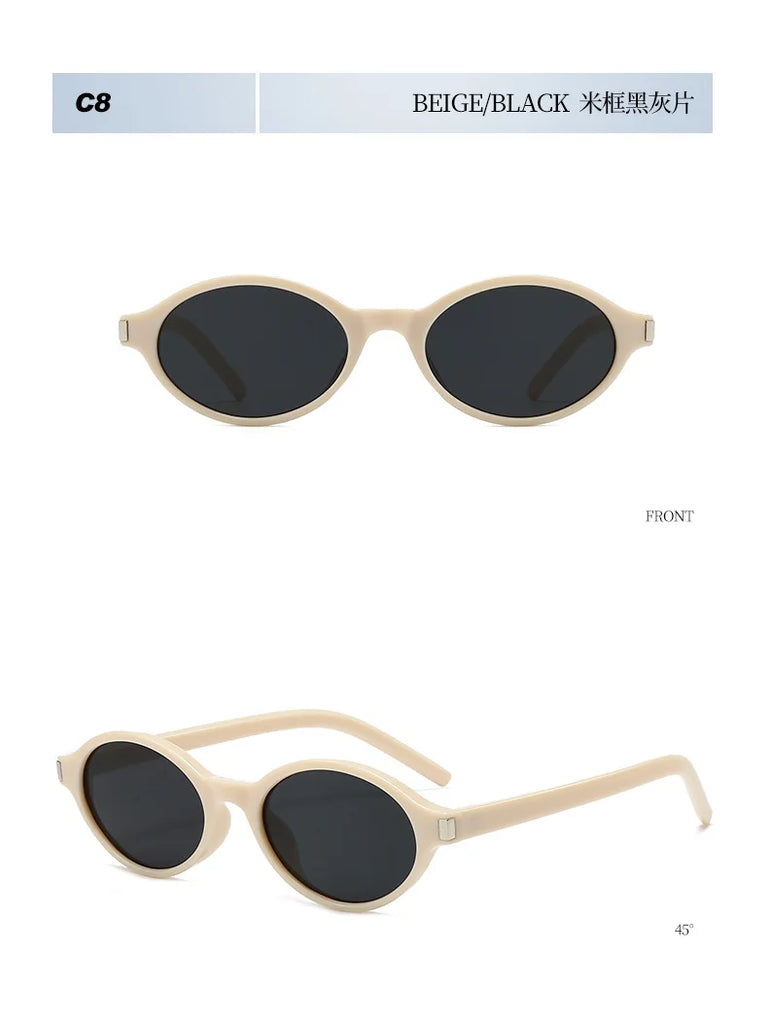 Oval Rice Nail Retro Fashion Sunglasses – Customizable Myopia Lenses 0~-6.0