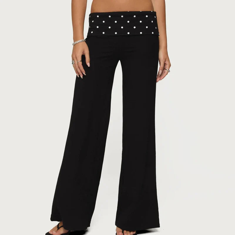 Casual Wide Leg Sweatpants for Women – Fold Over Low Rise Flare Yoga & Lounge Pants
