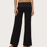 Casual Wide Leg Sweatpants for Women – Fold Over Low Rise Flare Yoga & Lounge Pants thumbnail 15