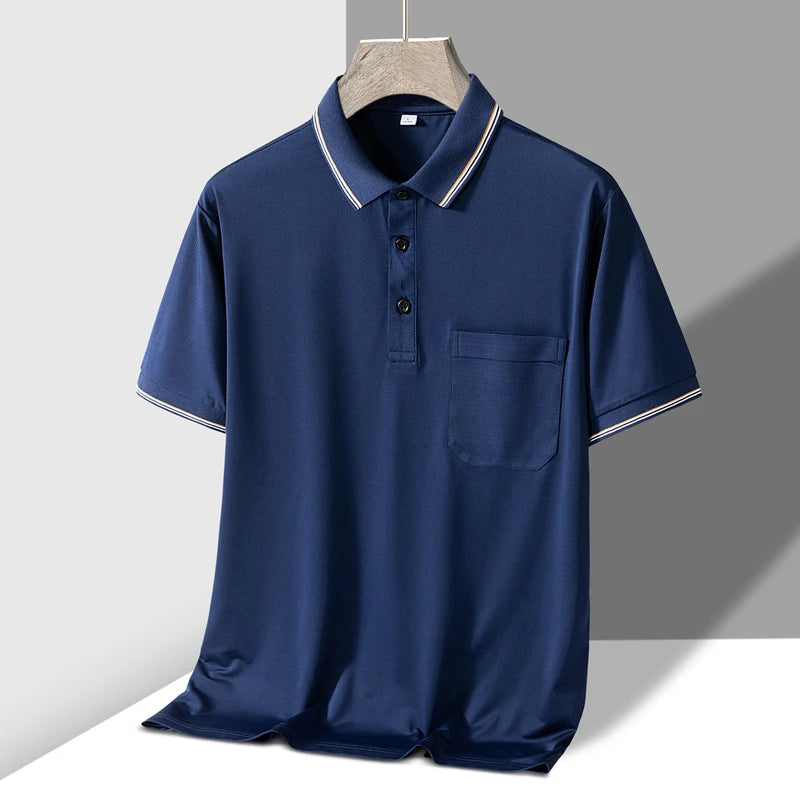 TFETTERS Men’s Polo Shirt Short Sleeve Business Casual Turn-Down Collar with Pocket