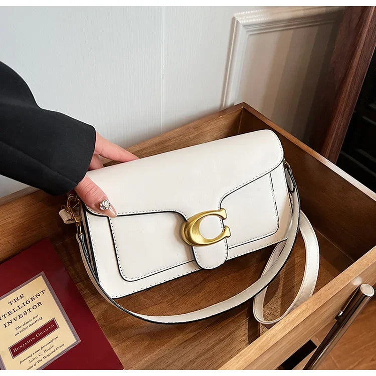 Women’s High-End Pure Color Square Shoulder Bag – Multi-Layer Minimalist Commuter Handbag