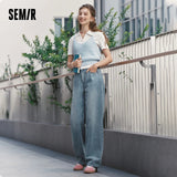 Semir Women’s 2025 Winter Wide-Leg Fleece-Lined Jeans – Full-Length Hong Kong Style Trousers thumbnail 5