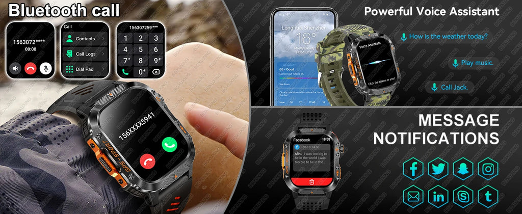Military-Grade GPS Smartwatch for Men – 2.01” AMOLED, Bluetooth Calling, 3ATM Waterproof, 100+ Sports, 540mAh Battery