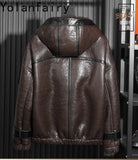 Men’s Natural Sheepskin Leather Jacket with Real Fur Hood – Winter Wool Lined Fur Coat thumbnail 24