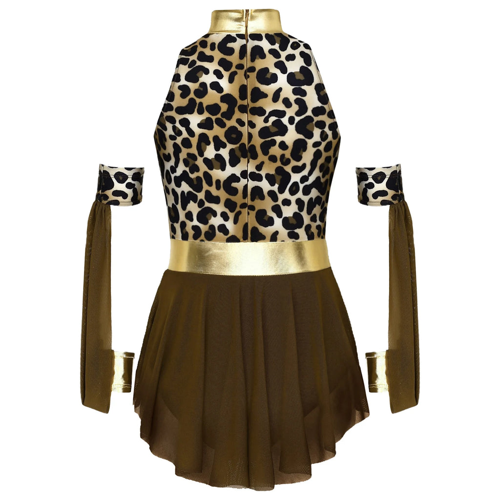 Kids Leopard Savage Caveman Costume – Prehistoric Cave Dress with Gloves for Halloween and Carnival