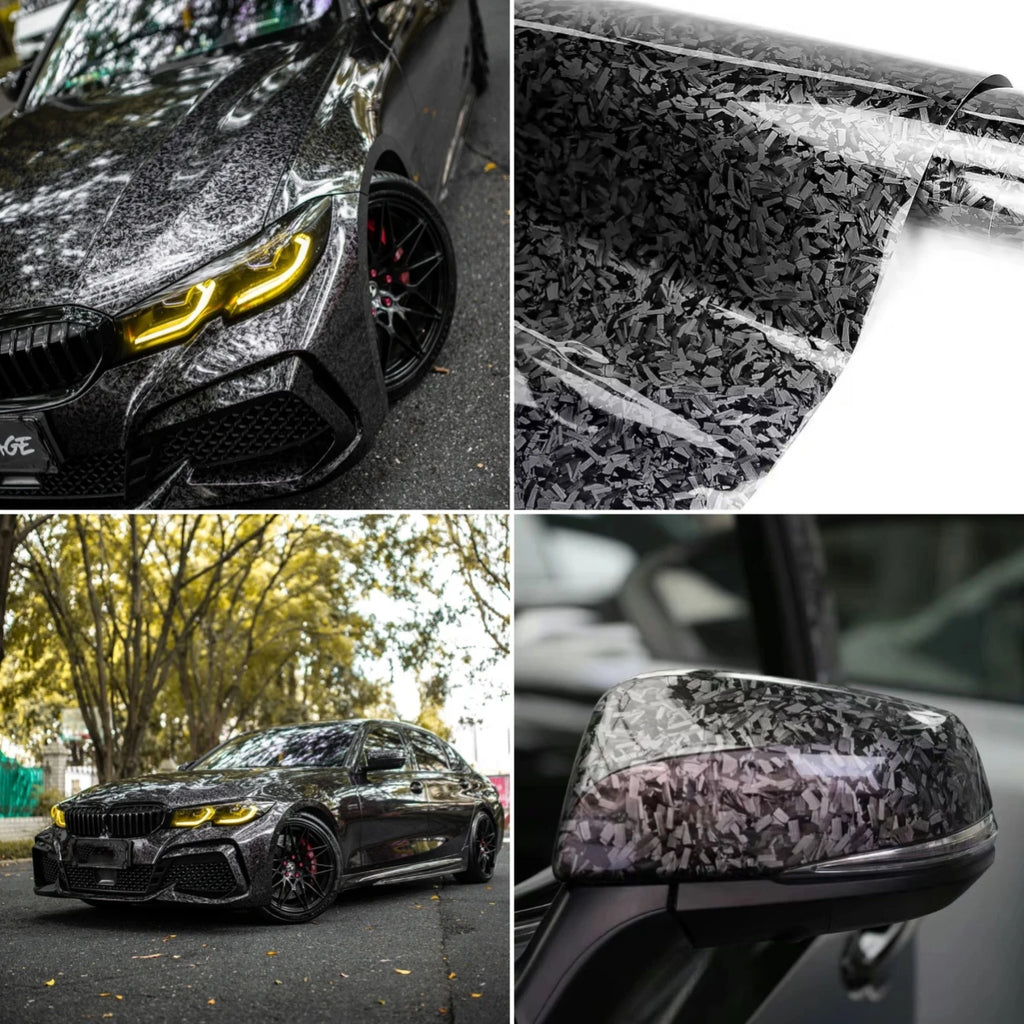 300cm High Gloss Forged Carbon Fiber Vinyl Wrap Film – Black, Gold, Silver, Red – 30/50cm Width PVC Car Hood Adhesive Sticker
