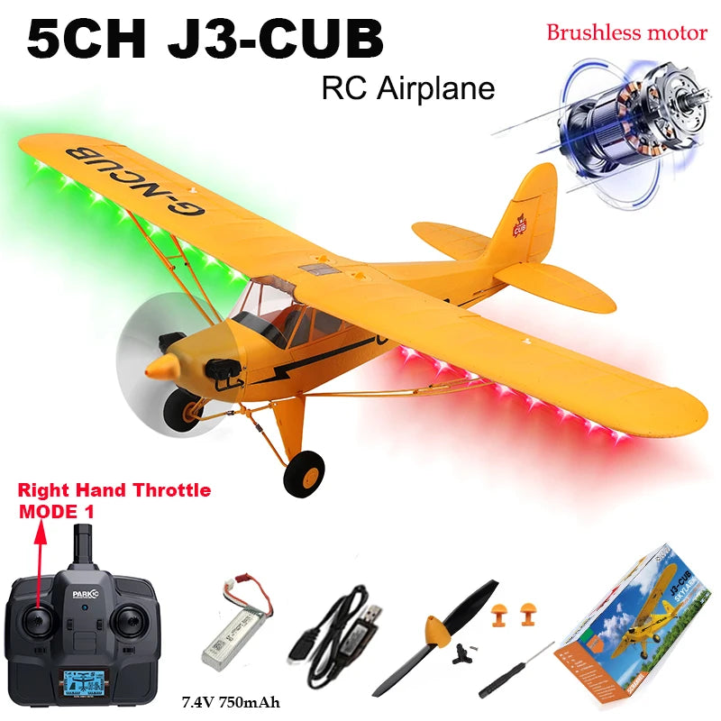 Hot Sale RC Plane RTF 2.4G Brushless Motor 3D/6G Remote Control Airplane Wltoys A160 Upgraded J3-CUB Ready To Fly