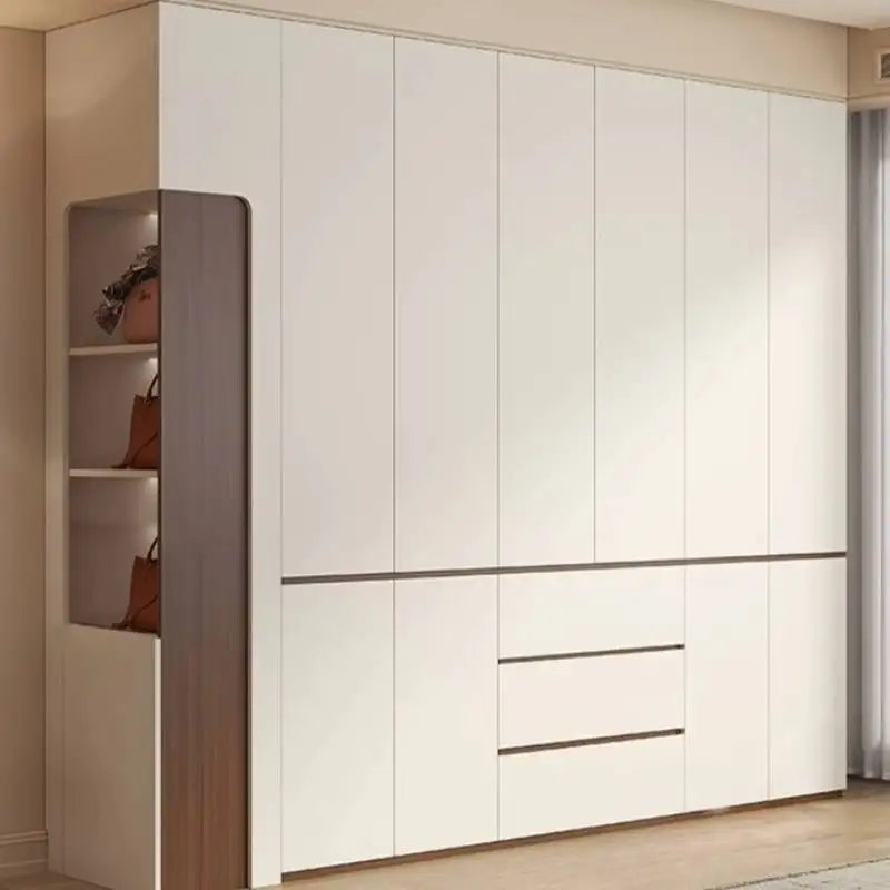 Luxury Nordic Modern Metal Wardrobe with Storage Drawers – Adult Bedroom Closet Furniture