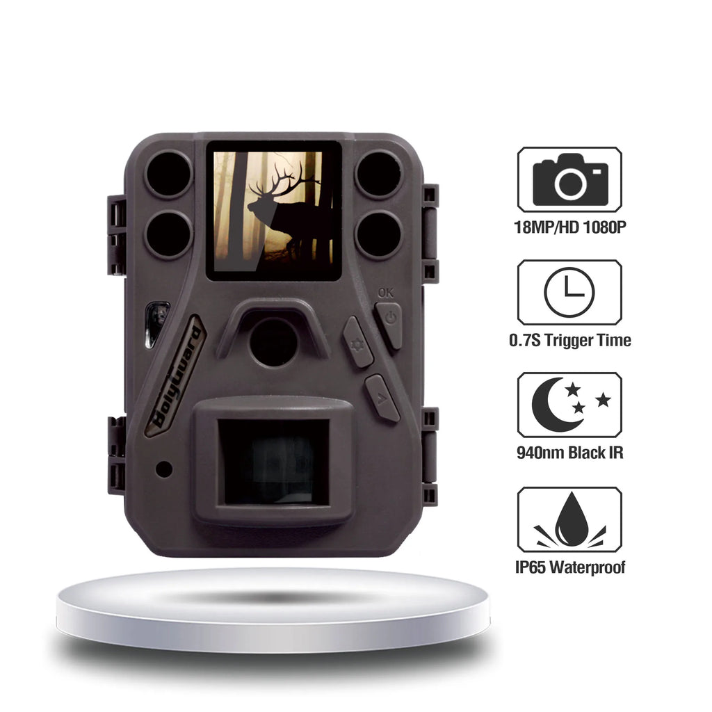 BolyGuard BG330 18MP HD Trail Camera – 1080P Video, 0.7s Trigger, Invisible 940nm Night Vision, IP65 Waterproof