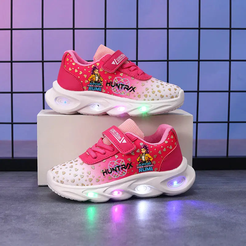 Kpop Demon Hunter LED Sneakers for Kids – Cartoon Night Light Shoes for Toddlers Boys & Girls