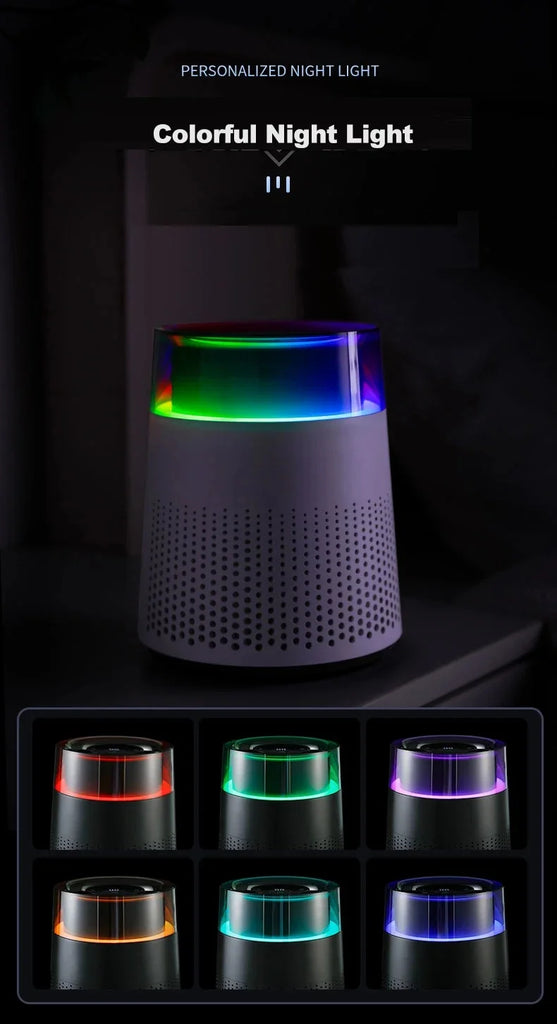 Desktop Air Purifier with Negative Ions, Formaldehyde Removal, Air Quality Detector & Night Light