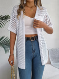 Casual Hollow Out Knitted Short Sleeve Cardigan for Women thumbnail 7