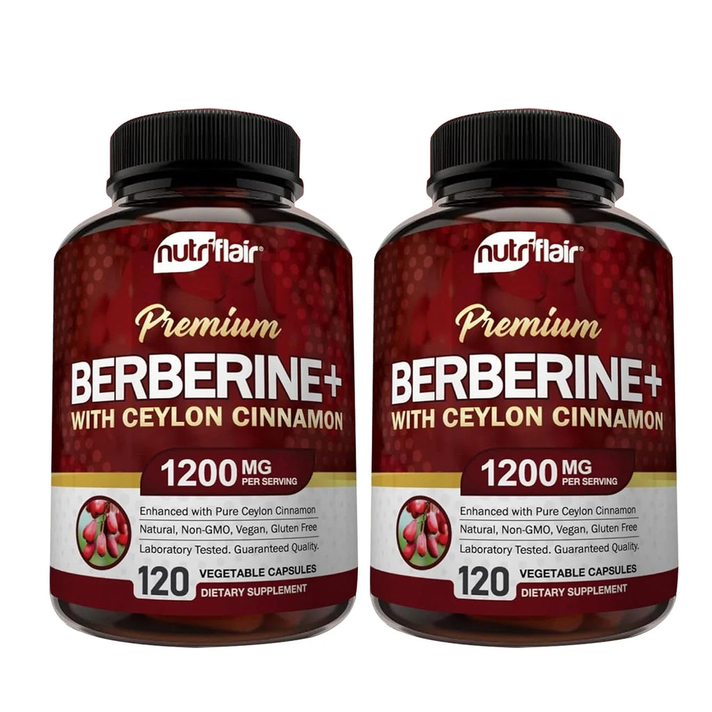 Premium Berberine HCL 1200mg with Ceylon Cinnamon – Blood Sugar Support & Heart Health – 120 Capsules