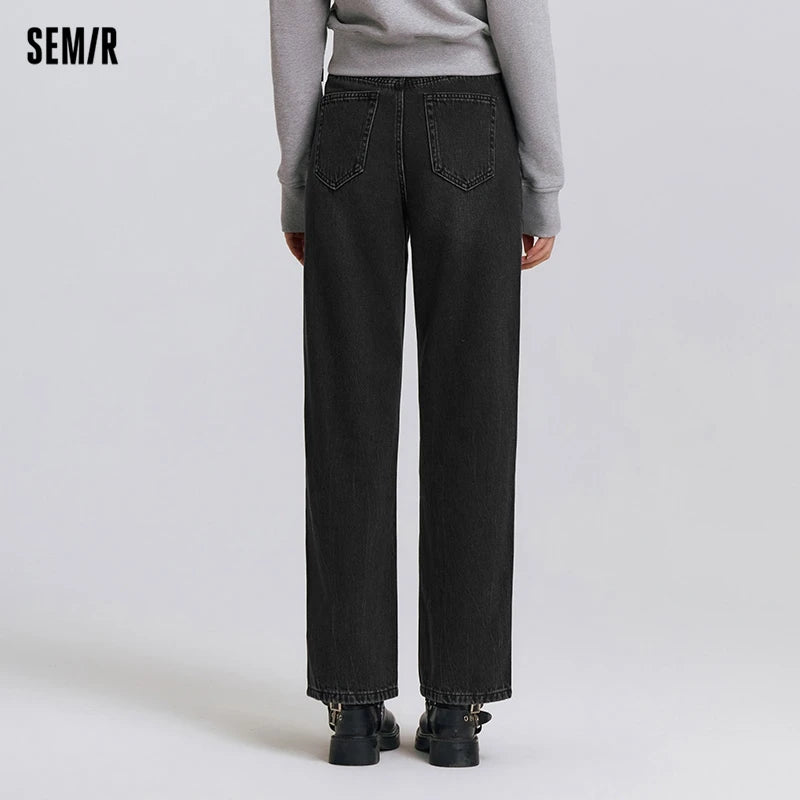 Semir Women’s Vintage Wide-Leg Jeans 2025 Spring Soft Cotton Denim Trousers