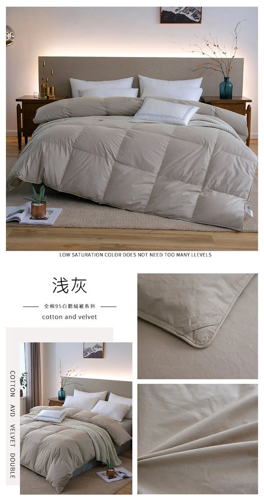 Five-Star Hotel Style Goose Down Duvet – Warm Winter Quilt for Single & Double Beds – Soft Quilted Polyester Comforter 150x200cm to 200x230cm