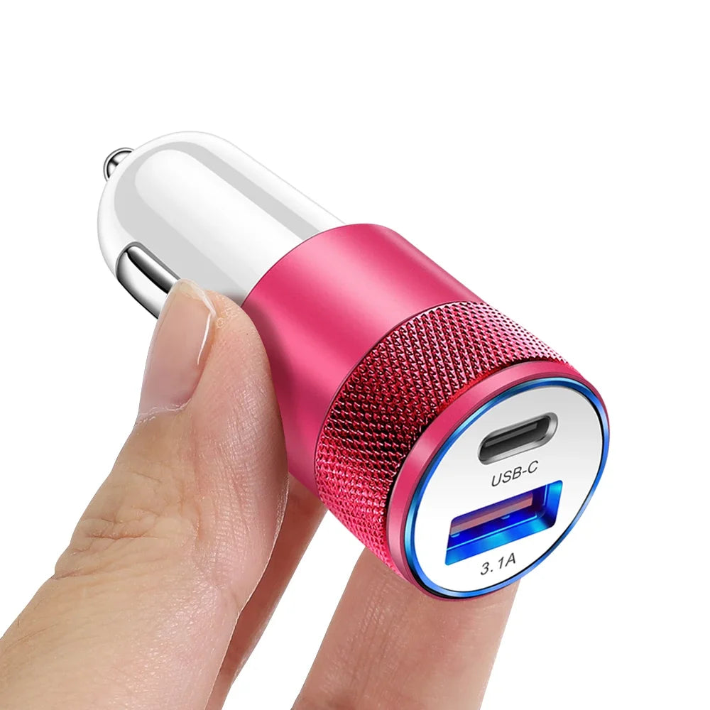Mini 70W PD QC 3.0 Fast Charging Car Charger USB Type-C Dual Port Adapter