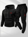 Men’s Hooded Sportswear Set – Letter Print Hoodie & Drawstring Pants Autumn Winter thumbnail 1