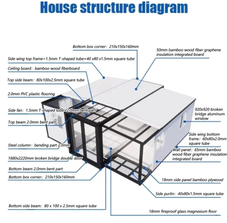 40ft / 20ft Luxury Foldable Expandable Container House – Portable Prefabricated Tiny Home for Camping & Living