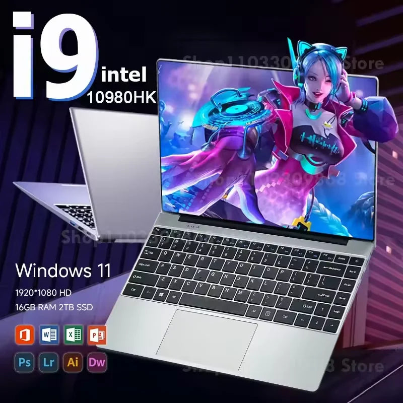 Windows 11 i9 Gaming Laptop – Intel Core i9-10980HK, 16GB DDR4, 1TB SSD, 14.1” FHD Notebook PC