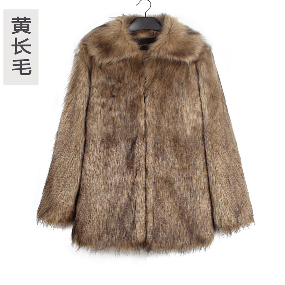 Men’s Faux Fox Fur Jacket Coat – Thick Shaggy Winter Outerwear