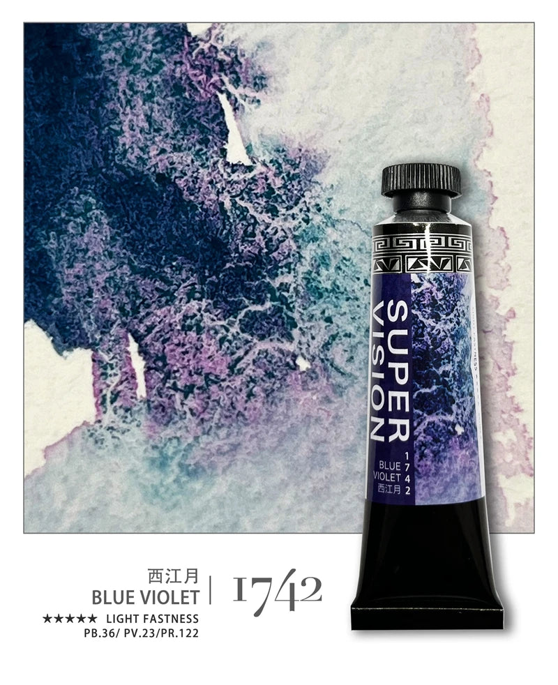 Super Vision 15ml Layered Mineral Watercolor Paint Tube – 15 Colors Master Grade Artist Water Colour
