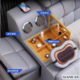 MANBAS Luxury King Size Genuine Leather Smart Bed with Massage, Storage, USB & Projector thumbnail 5
