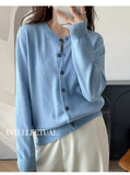 100% Cotton Women’s O-Neck Solid Cardigan – Luxury Designer Pullover thumbnail 23