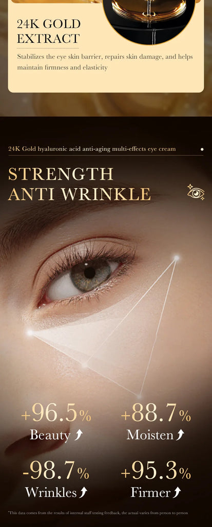 24K Gold Hyaluronic Acid Eye Cream – Anti Dark Circles, Puffiness & Firming Treatment 30ml