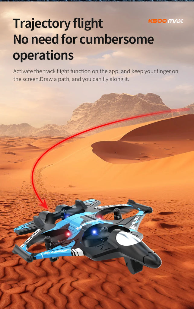 K500 MAX 2.4G Remote Control Fighter Jet Drone with Screen & 360° Rolls