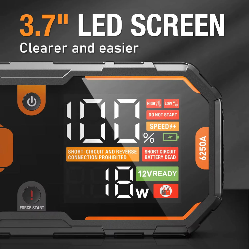 Car 6250A 30000mAh Portable 12V Jump Starter Power Bank Auto Battery Charger Booster