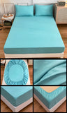 Kuup 3-Piece Solid Colour Queen Bedding Set – Polyester Fitted Sheet & Pillowcases with Elastic Band thumbnail 21