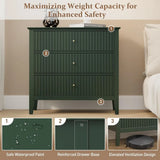 Green Fluted 3 Drawer Modern Dresser Nightstand – 32 Inch Wide Wood Chest of Drawers thumbnail 5