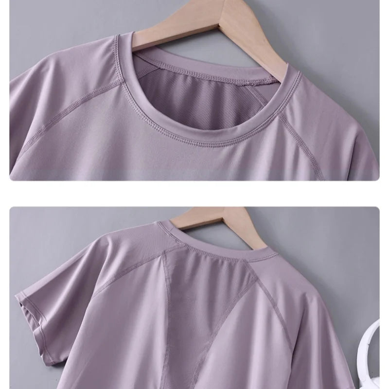 DRUR Women’s Breathable Yoga & Gym T-Shirt – Quick Dry Short Sleeve Workout Top