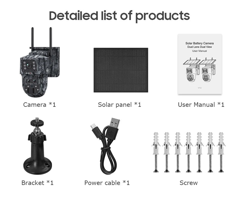 LS VISION 12MP 6K Solar Camera 15X Zoom 4G/WiFi Triple Lens Night Vision PTZ Trail Camera