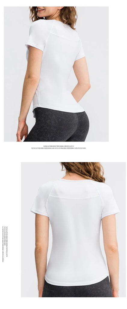 Women’s Breathable Quick-Dry Yoga Top – Short Sleeve Fitness & Workout T-Shirt