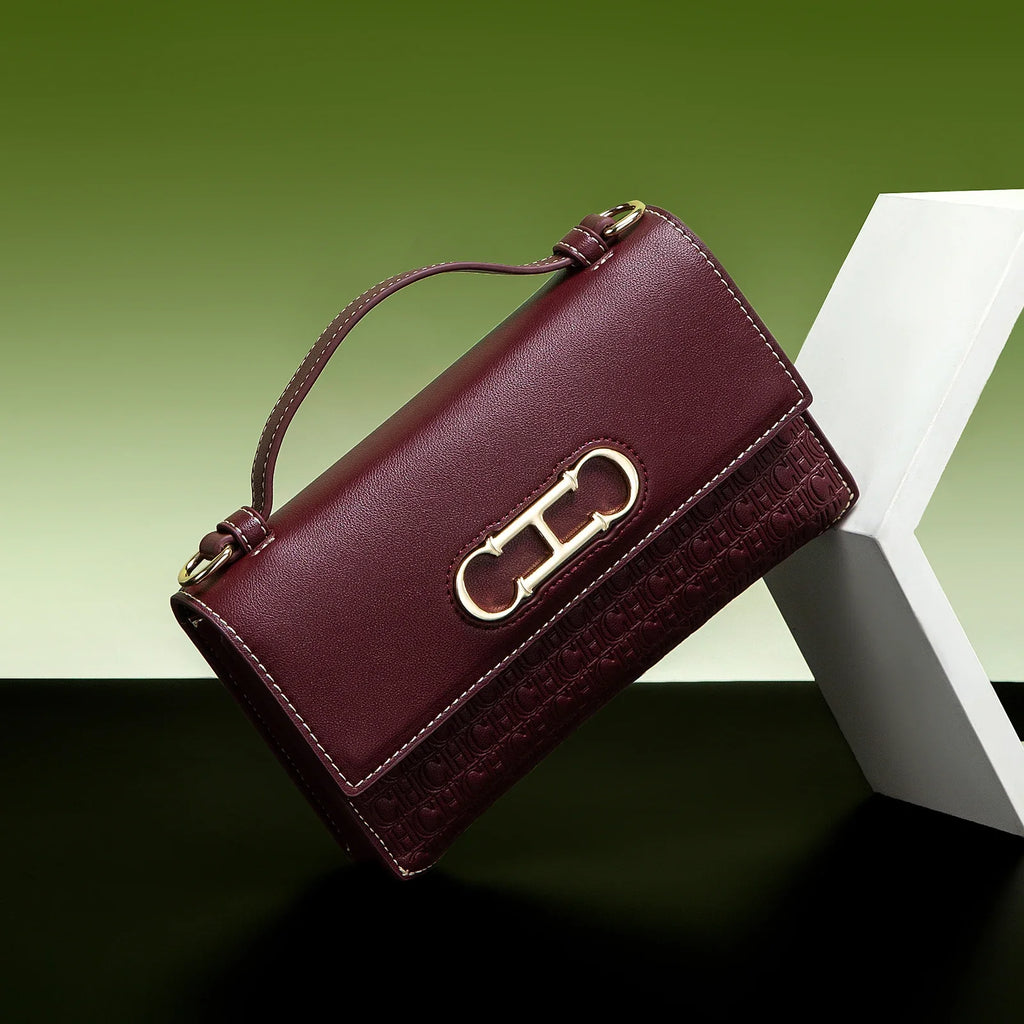 CH Letter Print Crossbody Bag – Elegant Compact Women’s Satchel Handbag