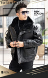 Men’s Natural Sheepskin Leather Jacket with Real Fur Hood – Winter Wool Lined Fur Coat thumbnail 11