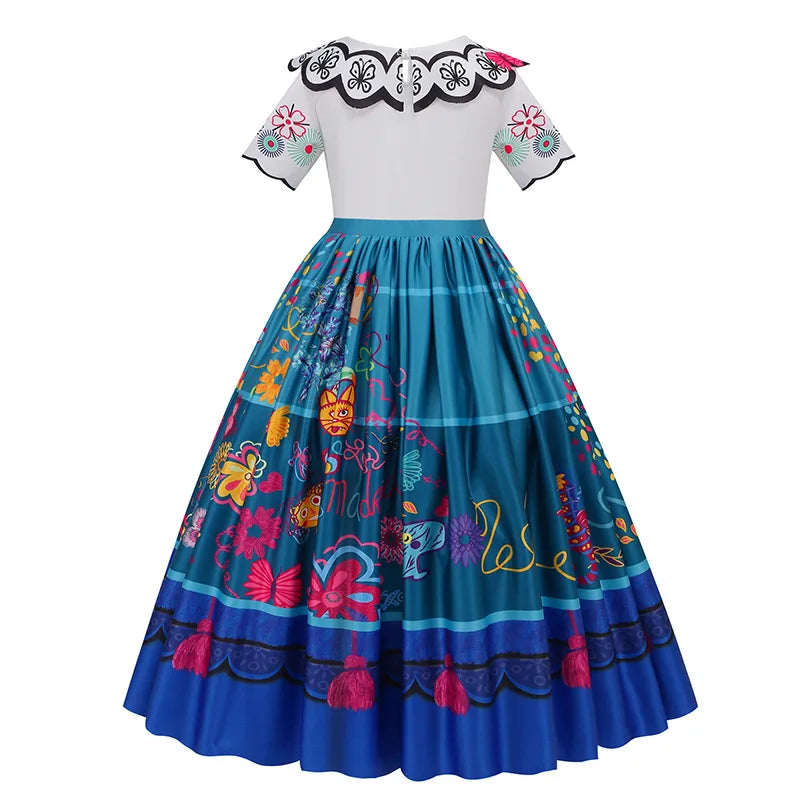 Girls Encanto Princess Dress Cosplay Costume – Mirabel & Isabela Carnival Birthday Party Outfit