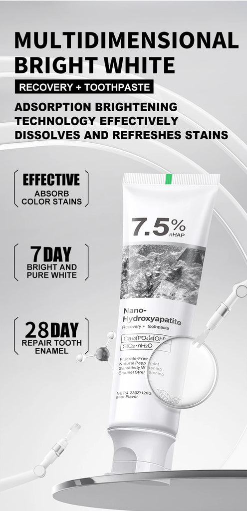 7.5% Hydroxyapatite Probiotic Whitening Toothpaste 120g – Enamel Repair & Breath Freshening for Adults