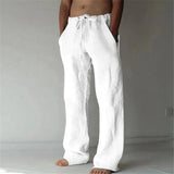 Men's Cotton Linen Long Pants Summer Solid Color Breathable Linen Trousers Male Casual Elastic Waist Casual Pants Harajuku Trous thumbnail 3