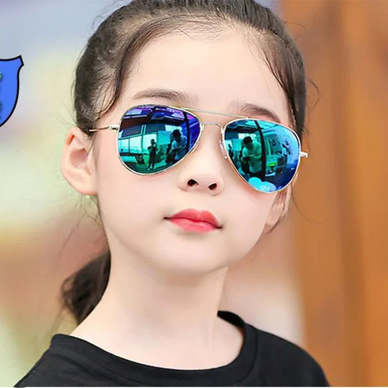 Kids Polarized Pilot Sunglasses UV400 Outdoor Sports Cycling Metal Frame Glasses for Boys and Girls