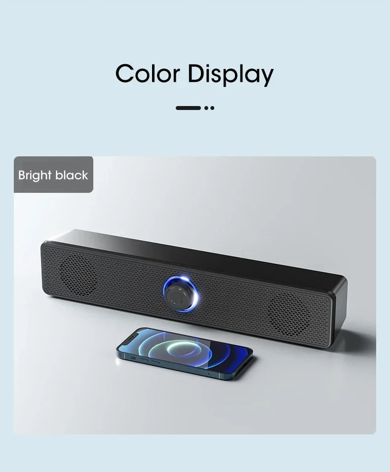 PC Soundbar Bluetooth Speaker – Wired & Wireless USB Powered for TV, PC, Laptop, Gaming, Home Theater