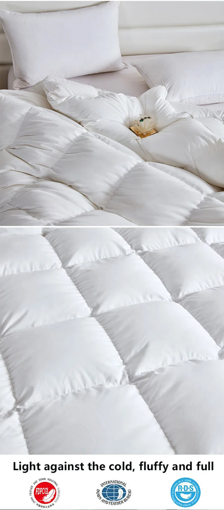 Winter Cotton Goose Down Quilt – Super Soft Fluffy Four Seasons Duvet, Queen & King Sizes, 220x240cm