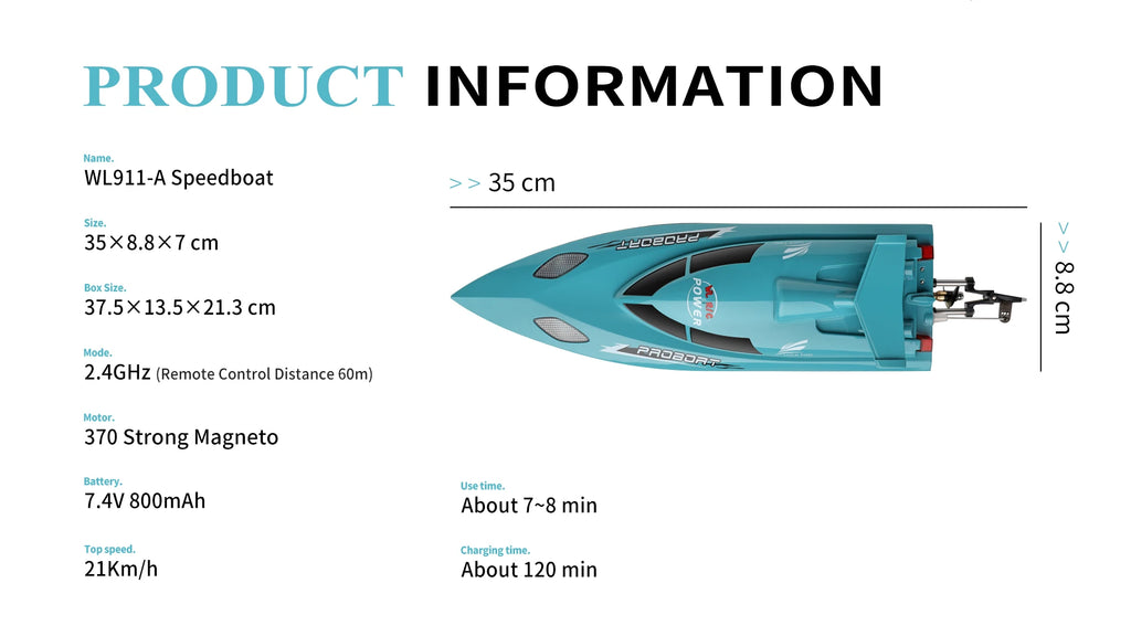 WL916 / WL912-A RC Speedboat 2.4GHz High-Speed Remote Control Racing Boat for Kids