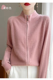 100% Wool Women’s Zipper Turtleneck Sweater – Casual Loose Knit Cardigan for Autumn/Winter thumbnail 17