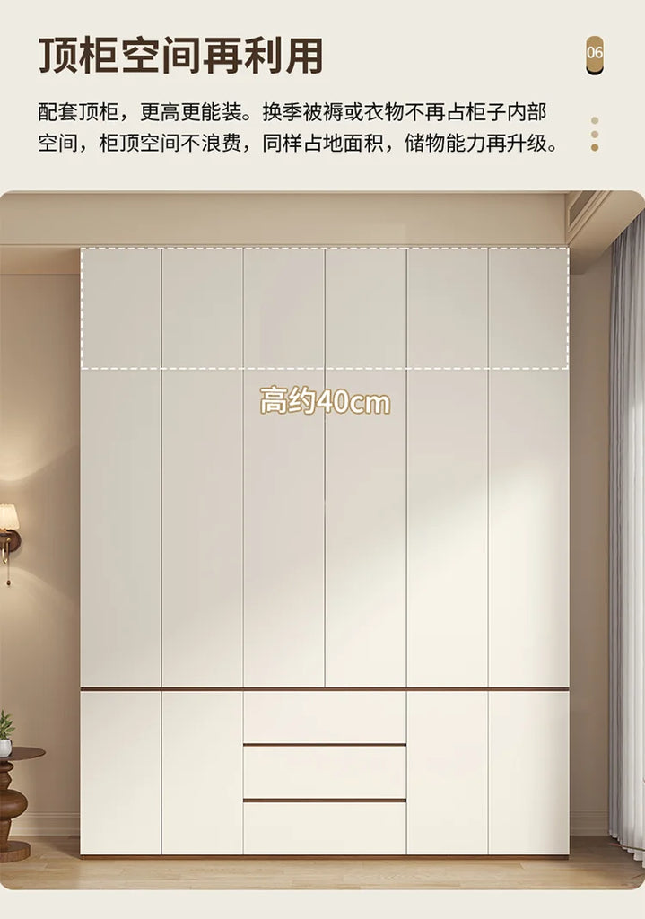 Luxury Nordic Modern Metal Wardrobe with Storage Drawers – Adult Bedroom Closet Furniture