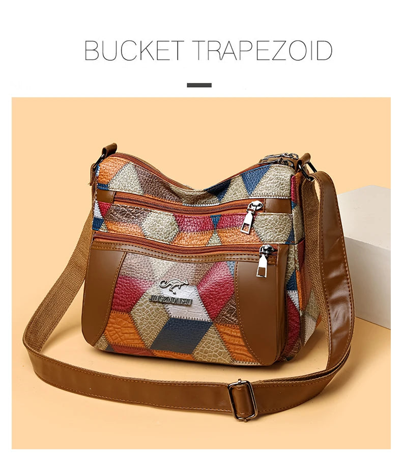 Vintage PU Leather Armpit Shoulder Bag for Women – Geometric Rivet Crossbody Satchel