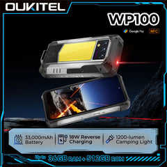 OUKITEL WP100 Rugged Smartphone – 33,000mAh, Laser Rangefinder, 200MP Camera, 36GB+512GB, 6.8" FHD+, NFC GPS 5G