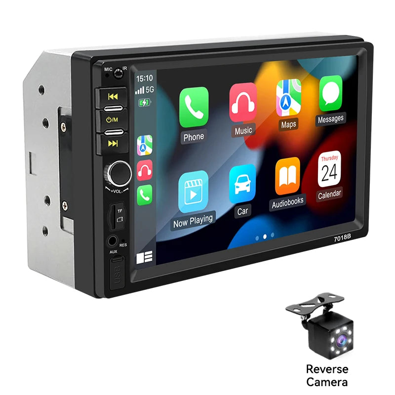 VENBES 7-Inch CarPlay Android Auto 2-DIN Car Stereo with Touchscreen, Bluetooth, USB, FM – Universal Fit
